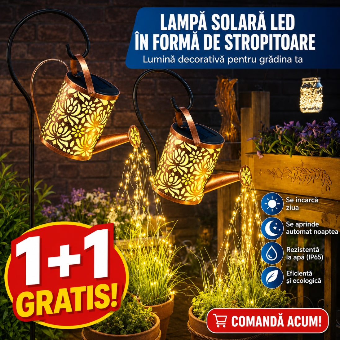 Lampi solare tip stropitoare design retro - Magia luminii unice in gradina ta