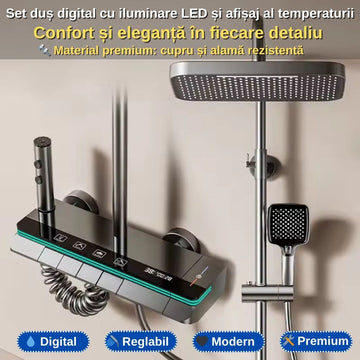 Set Duș Modern Digital cu Iluminare LED și Afișaj al Temperaturii – Design Modern, Confort Maxim