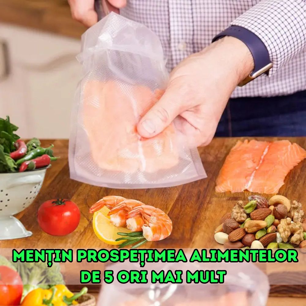 Set 100 Pungi de Vidat Gofrate 17x25 cm – Compatibile cu Toate Aparate de Vidat