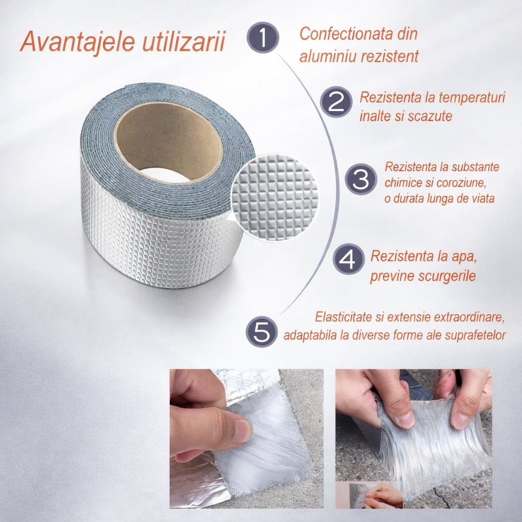 Bandă Adezivă Profesională Anti-Scurgeri 5M x 5CM – Fixare Durabilă pentru Orice Suprafață