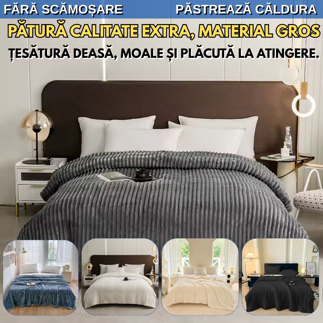 Pătură Cocolino Calitate Extra – Material Gros, Moale și Călduros (200x230 cm)