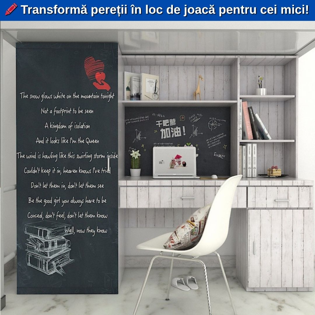 Tăblă de Scris Autocolantă 45x200 cm – Perfectă pentru Copii, Birou sau Casă!