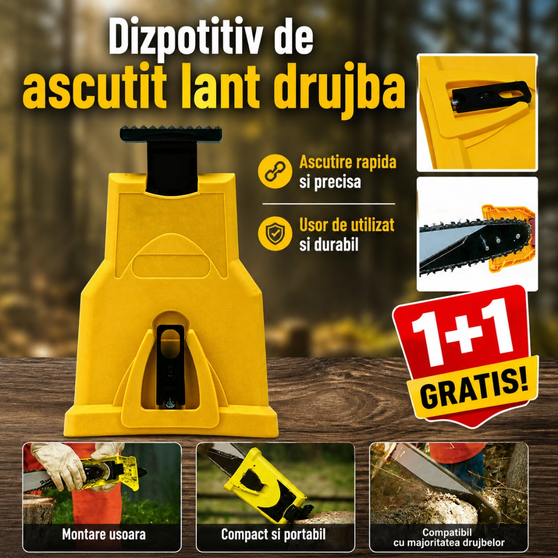 Ascuțitor Lanț Drujbă –  Unealta perfectă. Tăiere Perfectă în Doar Câteva Secunde !