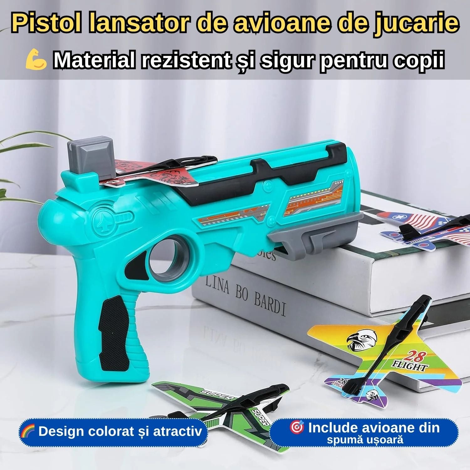 Pistol Lansator de Avioane de Jucărie – Distracție, Mișcare și Aventură pentru Copii!