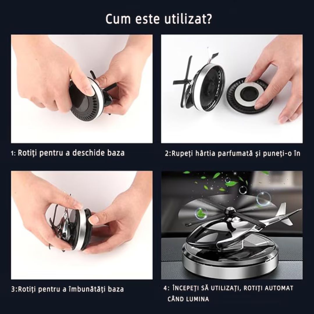 Odorizant auto tip Elicopter incarcare solara - Difuzor de arome cu ulei esential