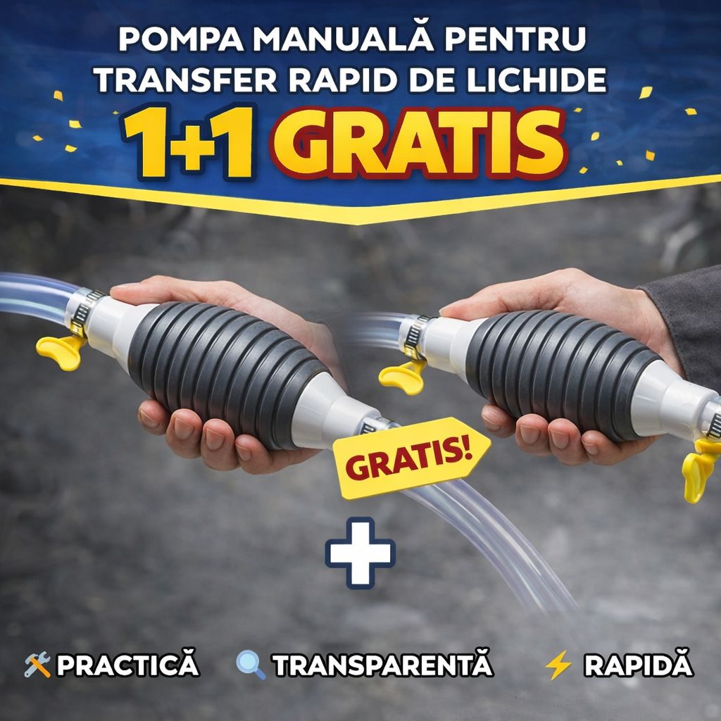 Pompa Manuală pentru Transfer Lichide cu Furtun Transparent – Transfer Rapid și Ușor