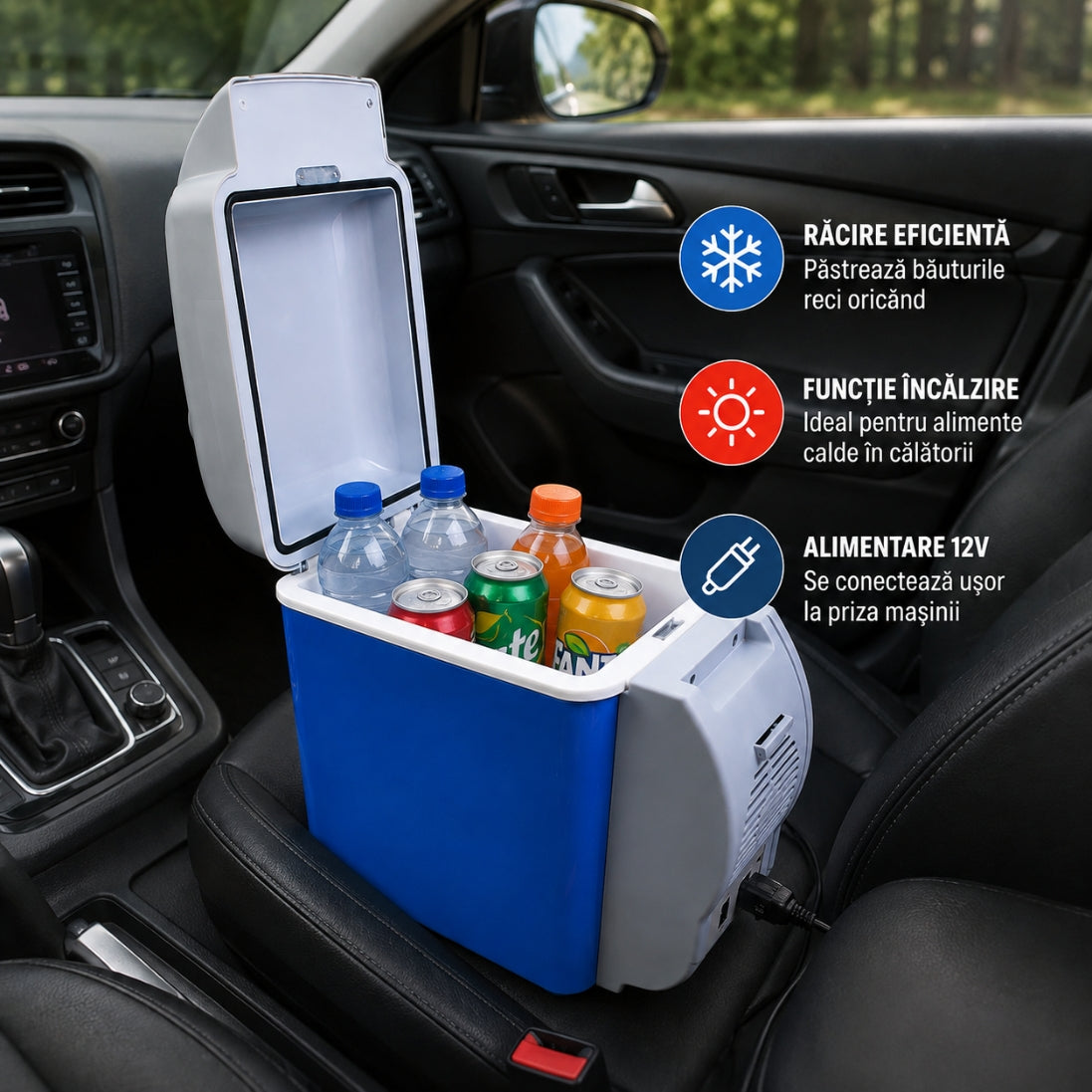 Frigider Auto Portabil 7.5L – Alimentare la Brichetă, Funcție Răcire și Încălzire