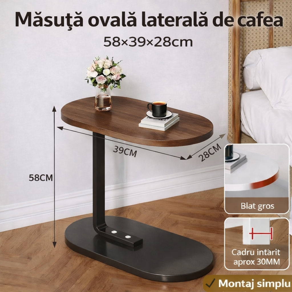 Măsuță Ovală Laterală pentru Cafea – Design Modern și Stabil