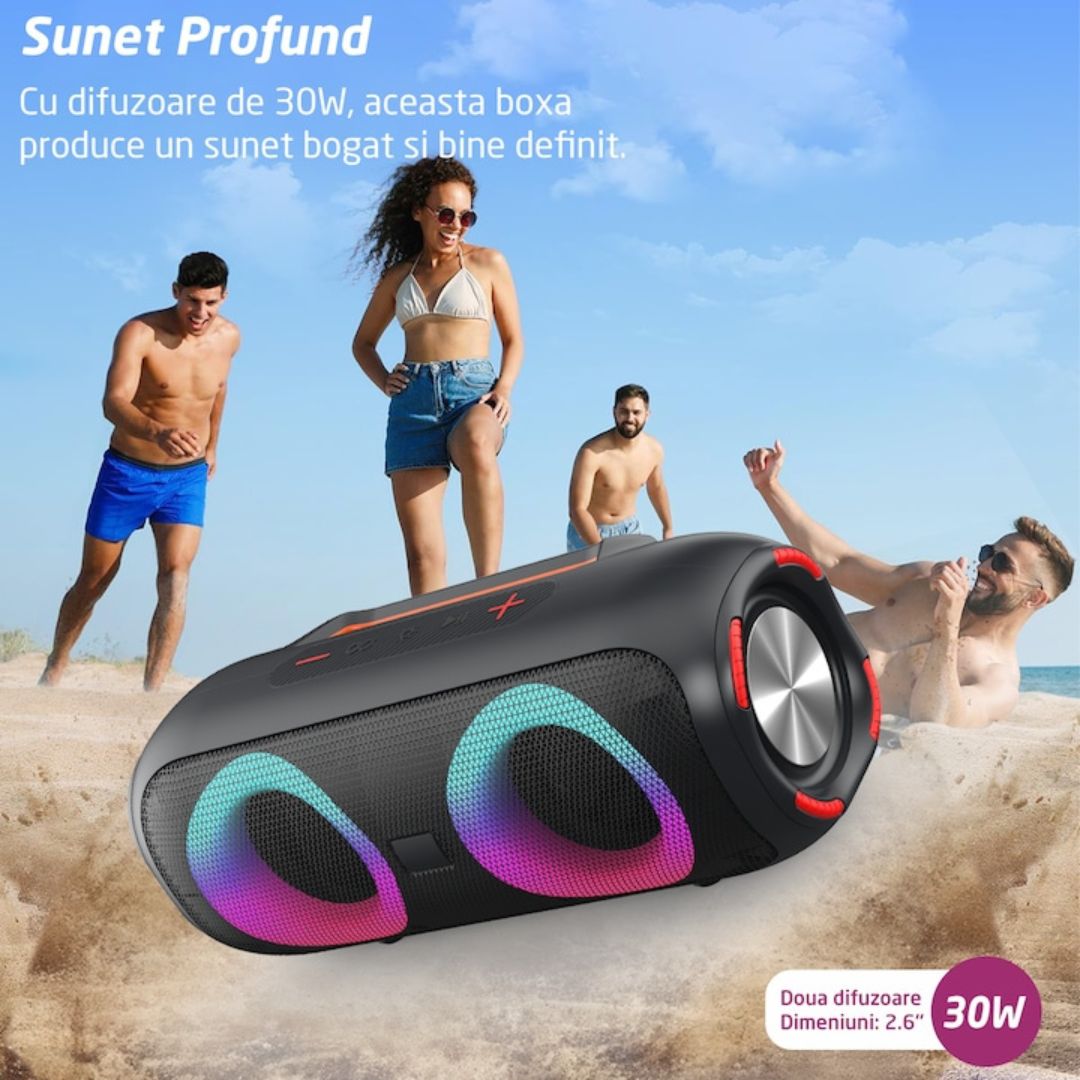Boxa portabila Bluetooth,Lumini RGB, 4000mAh - Putere și distractie oriunde mergi