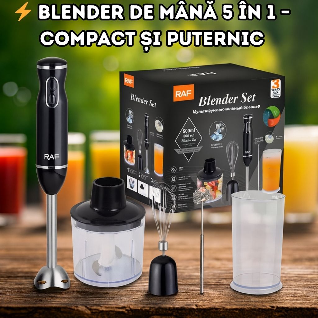 Blender de mana 5 in 1 - Otel inoxidabil, Compact si Puternic