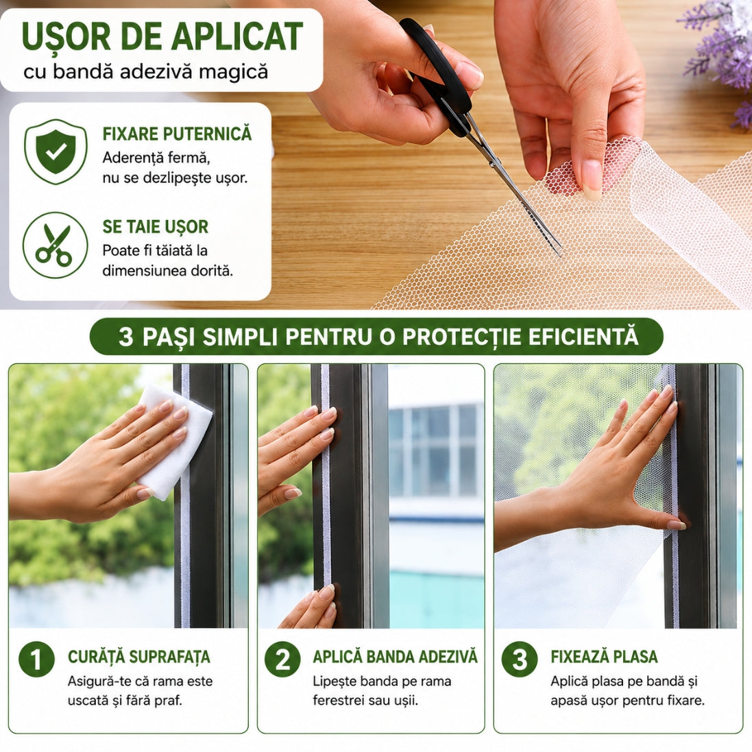 Plasă Magnetică Anti-Insecte 150 x 180 cm – Protecție Eficientă pentru Ferestre si Usi