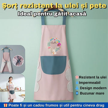 Șorț Rezistent la Ulei și Pete – Impermeabil, Cu Design Modern și Buzunar Mare