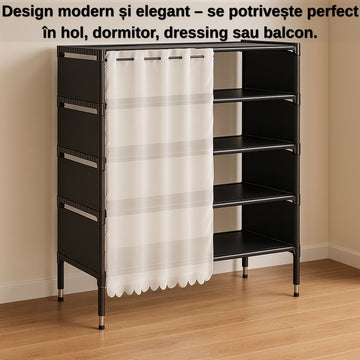 Raft Modern pentru Pantofi, 5 Niveluri Spațioase-Material Textil Respirabil, Ușor de Asamblat
