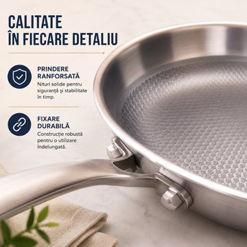 Tigaie Premium din Inox 24CM – Gătești Rapid, Fără Lipire!