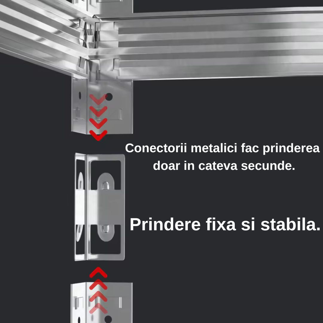 Raft Metalic de Depozitare – 5 Rafturi Reglabile, Montaj Fără Șuruburi, 180x90x40 cm