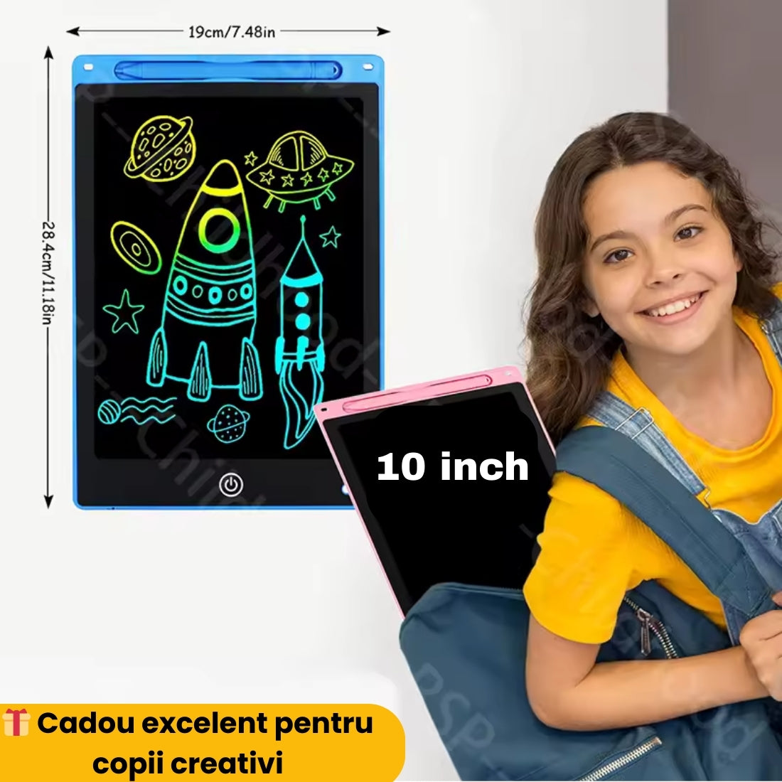 Tableta Digitală Color 10 Inch – Scriere & Desen, Ștergere Instantă