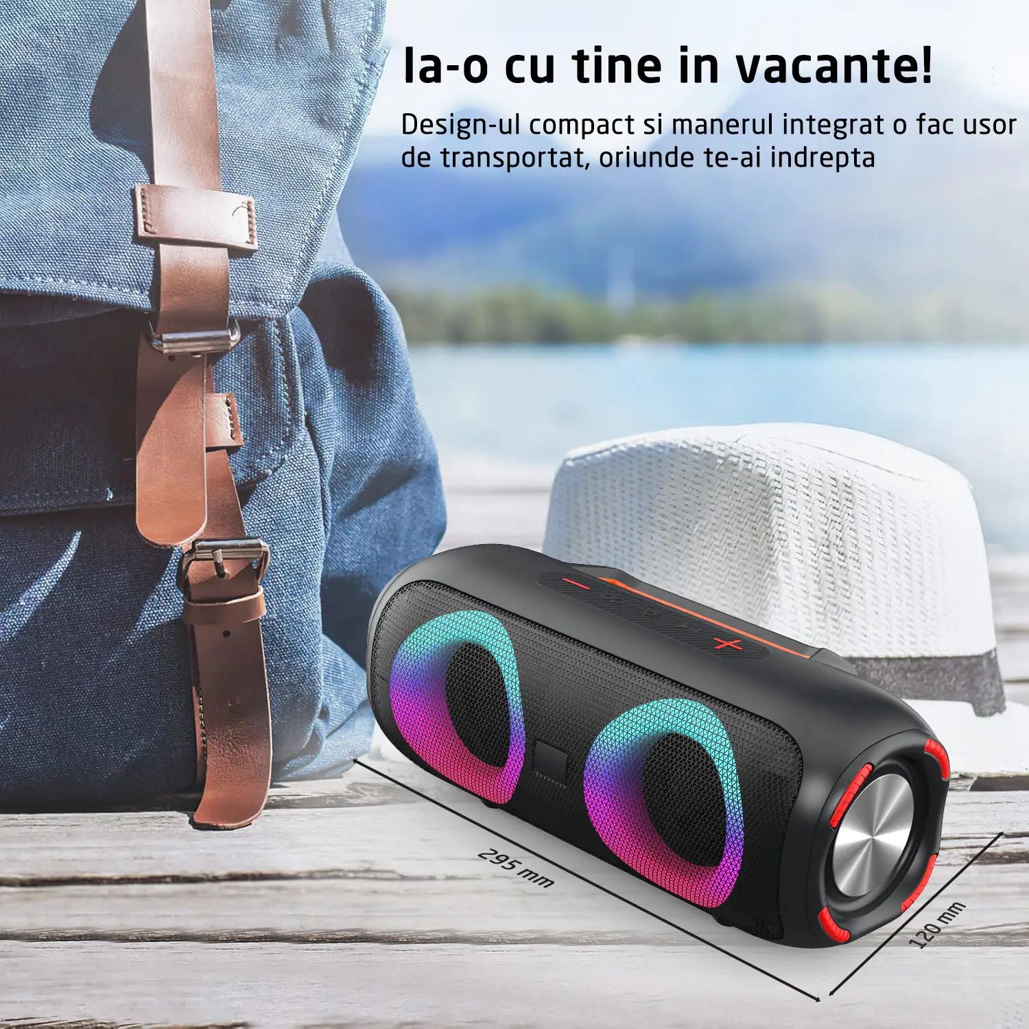 Boxa portabila Bluetooth,Lumini RGB, 4000mAh - Putere și distractie oriunde mergi