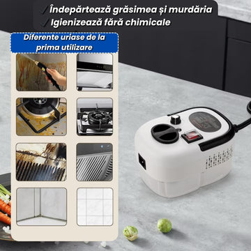 Aparat de Curățat cu Abur 2500W – Igienizare, Degresare, Rezervor 1L și Accesorii Multiple