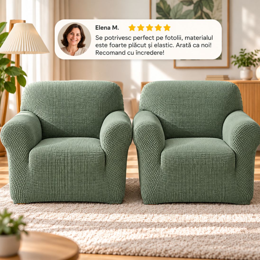 Huse Elastice Universale pentru Fotolii – Ofertă 1+1 GRATIS !! Protecție și Aspect Nou