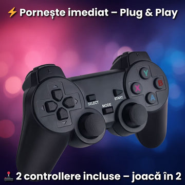 Consolă Retro 64GB cu 20.000 Jocuri + 2 Controllere Wireless – Cadeau Perfect de Crăciun