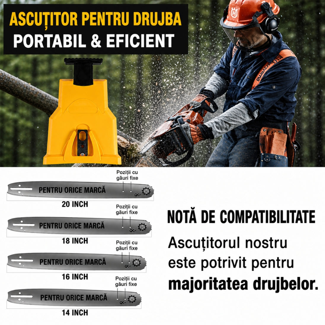 Ascuțitor Lanț Drujbă –  Unealta perfectă. Tăiere Perfectă în Doar Câteva Secunde !