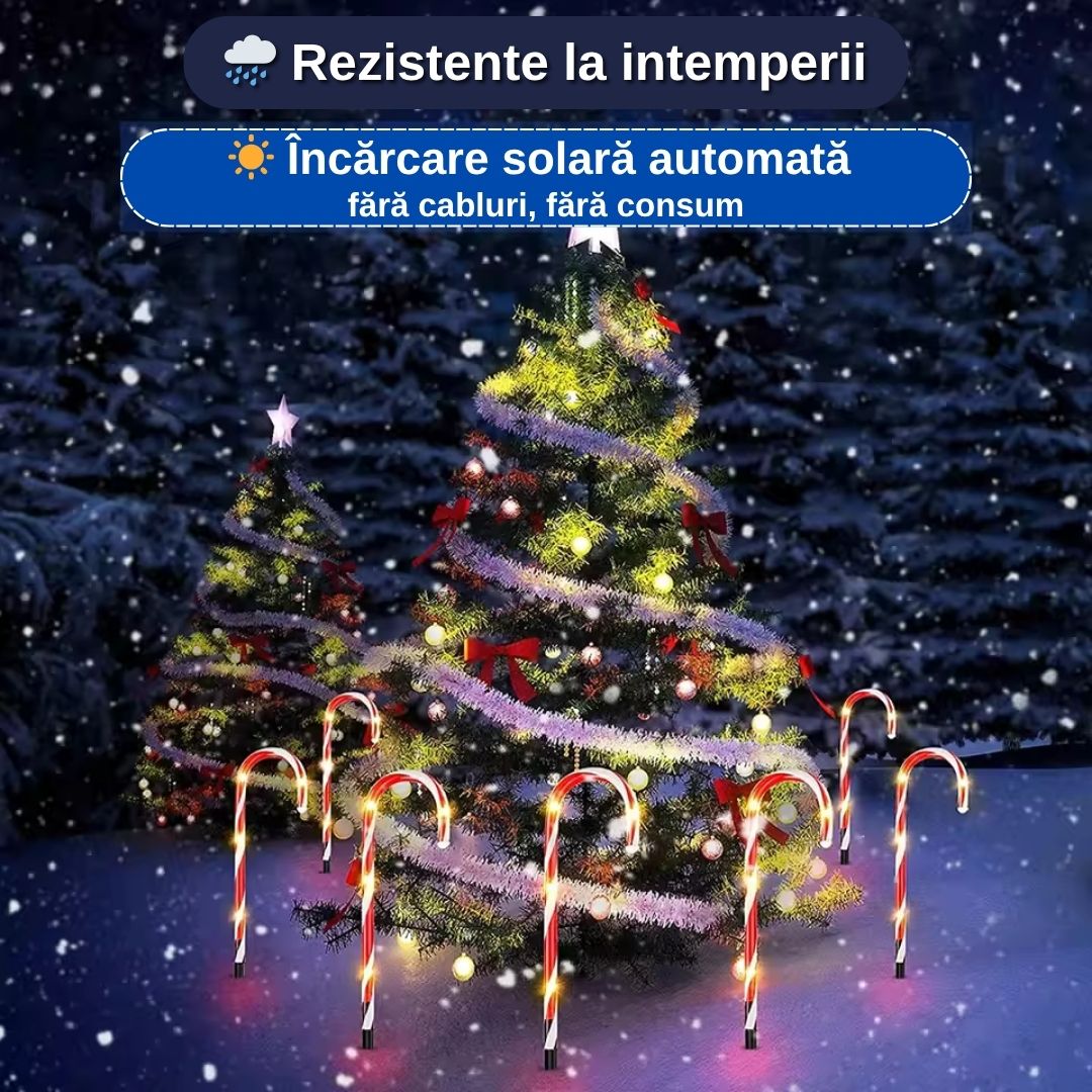 Set 5 Acadele Luminoase cu LED – Înălțime 40 cm, Alimentare Solară