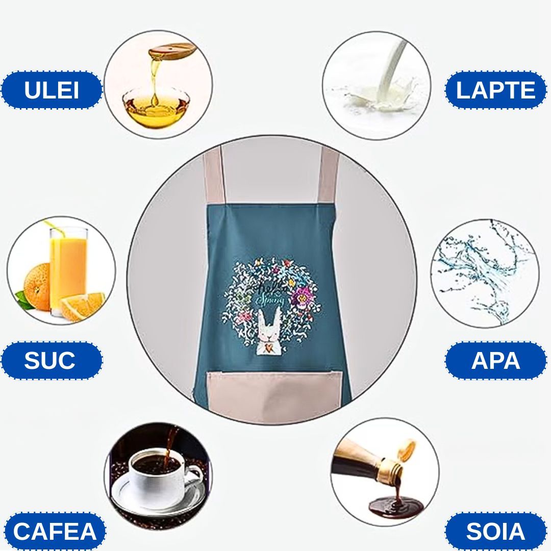 Șorț Rezistent la Ulei și Pete – Impermeabil, Cu Design Modern și Buzunar Mare