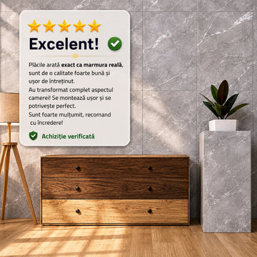 Set 10 Plăci PVC Autoadezive – Aspect Modern de Marmură în Câteva Minute!