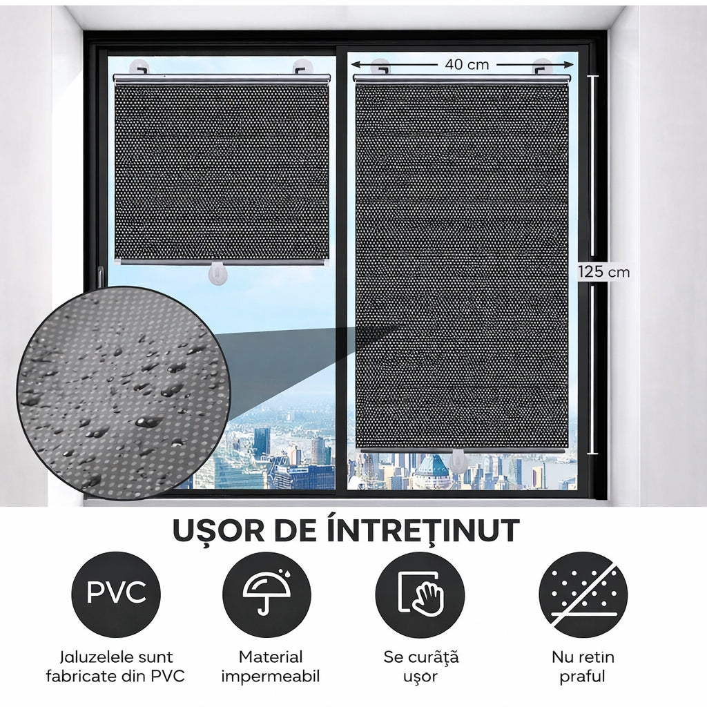 Jaluzea de fereastra cu fixare simpla 125x68cm – Portabila, reglabila