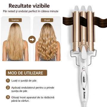 Ondulator Ceramic Profesional – Bucle Perfecte în Câteva Minute!