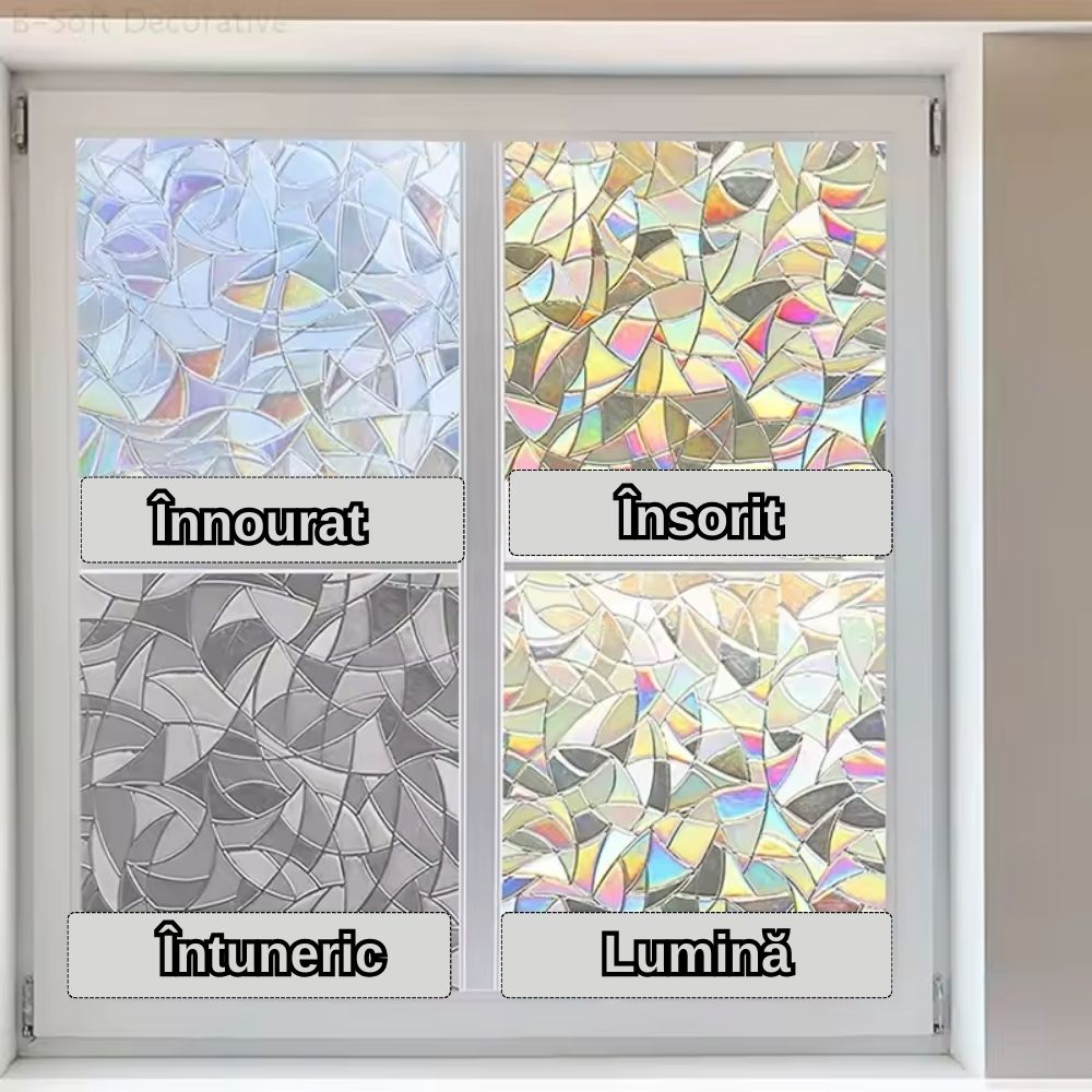 Folie decorativa si protectiva pentru geamuri 200 x 60 CM - Design elegant cu protectie maxima