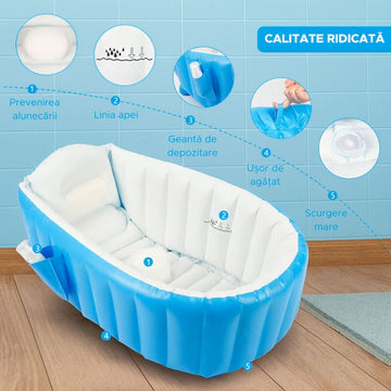 Cădiță Gonflabilă pentru Bebeluși și Copii – Antialunecare, Portabilă și Pliabilă