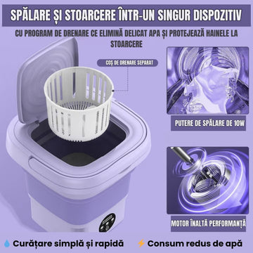 Mini Mașină de Spălat Portabilă 9L – Curățenie Rapidă Oriunde, Oricând!