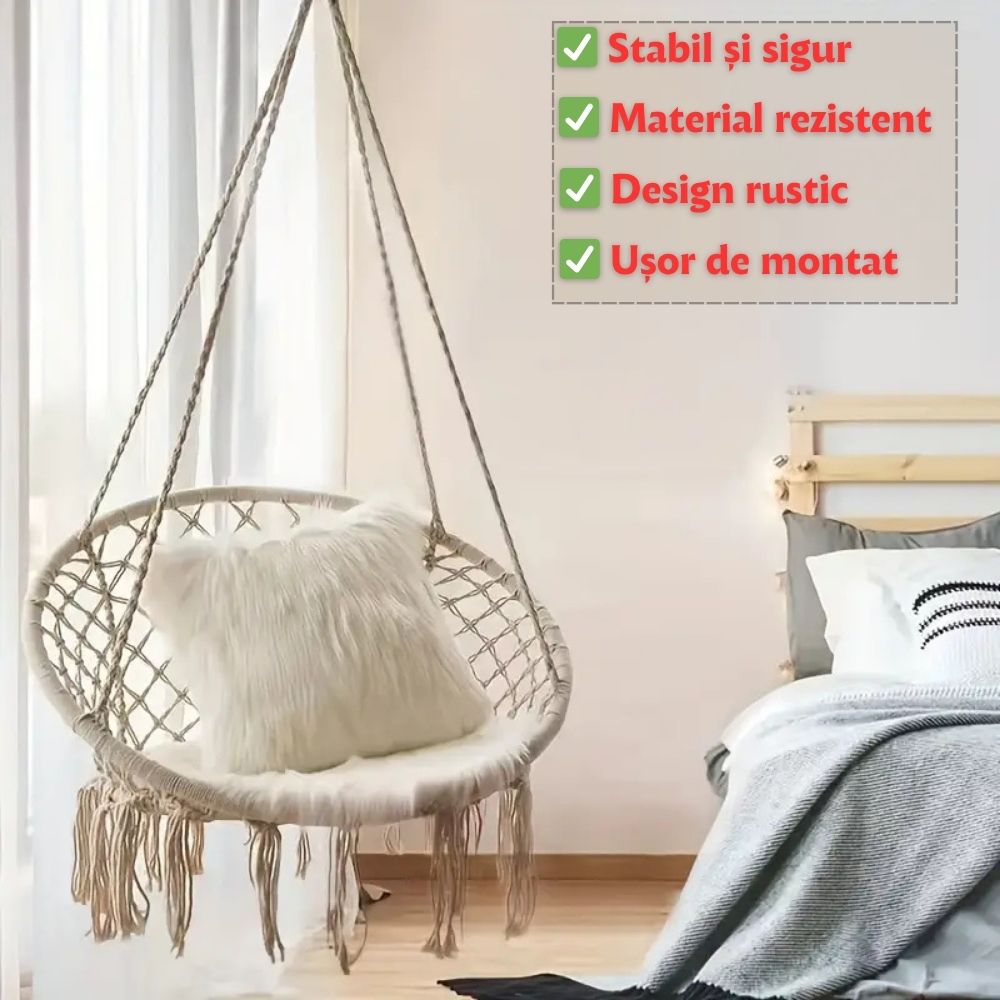 Leagan suspendat - Design rustic, stabil si confortabil