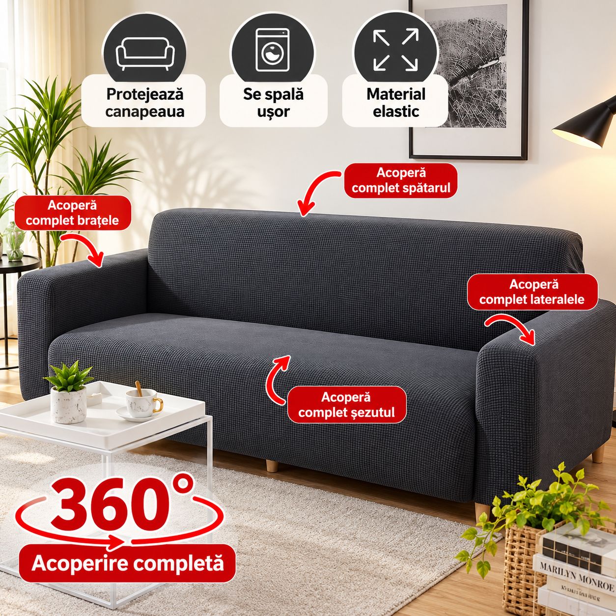 Husă Elastică Universală pentru Canapea – Protecție și Aspect Modern, Elastică, Rezistentă