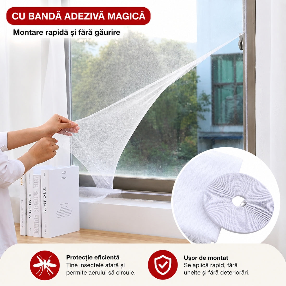 Plasă Magnetică Anti-Insecte 150 x 180 cm – Protecție Eficientă pentru Ferestre si Usi