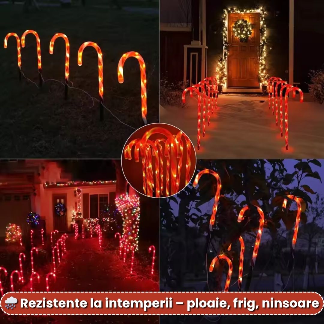 Set 5 Acadele Luminoase cu LED – Înălțime 40 cm, Alimentare Solară