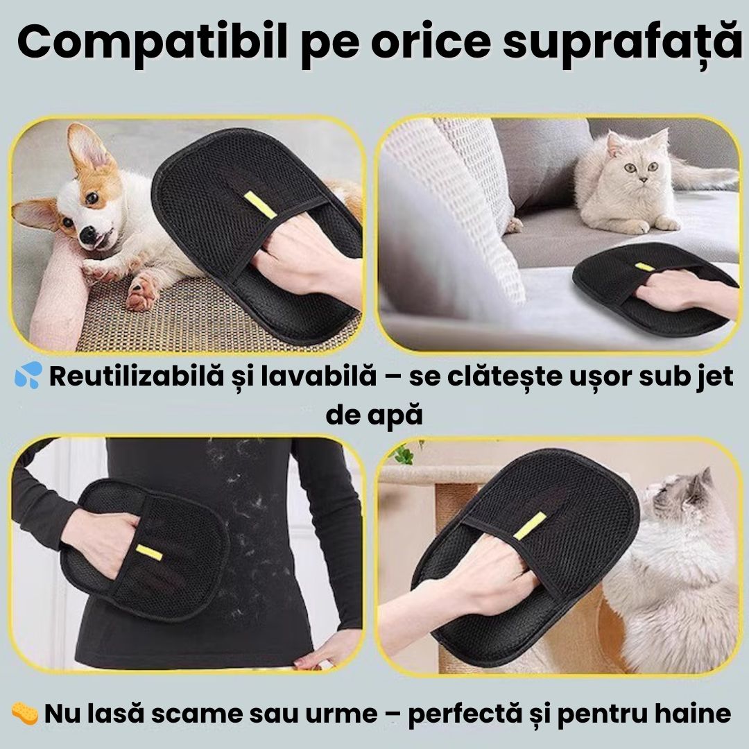 Mănușă pentru Îndepărtarea Părului de Animale – Curățenie Fără Efort!