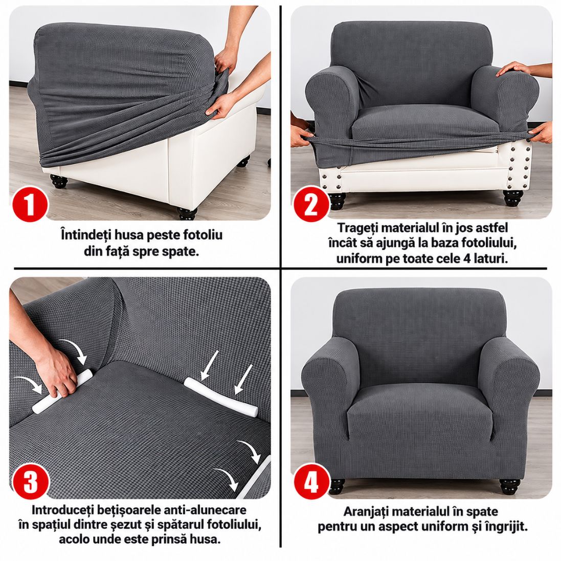 Huse Elastice Universale pentru Fotolii – Ofertă 1+1 GRATIS !! Protecție și Aspect Nou