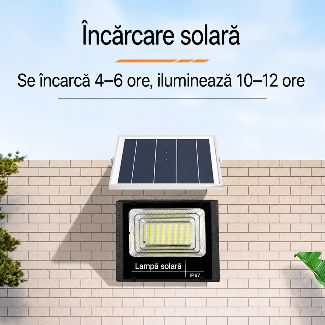 Proiector Solar LED 400W cu Senzor de Mișcare – IP66, Lumină Alb Rece 6500K