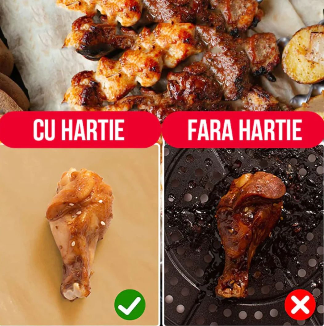 Friteuză cu Aer Cald + 50 Hârtii Cadou – Gătit Fără Ulei & Fără Mizerie