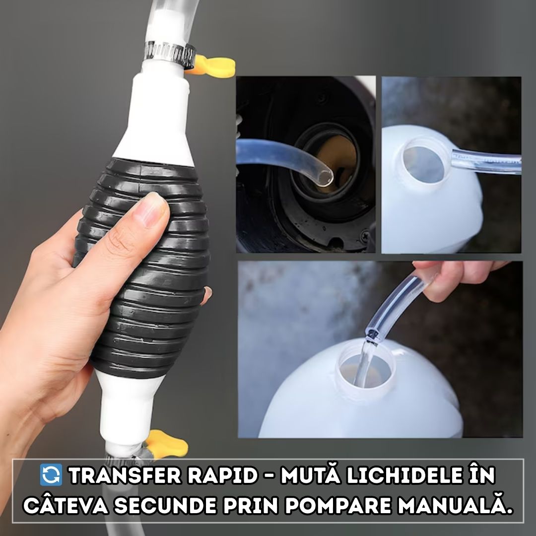 Pompa Manuală pentru Transfer Lichide cu Furtun Transparent – Transfer Rapid și Ușor