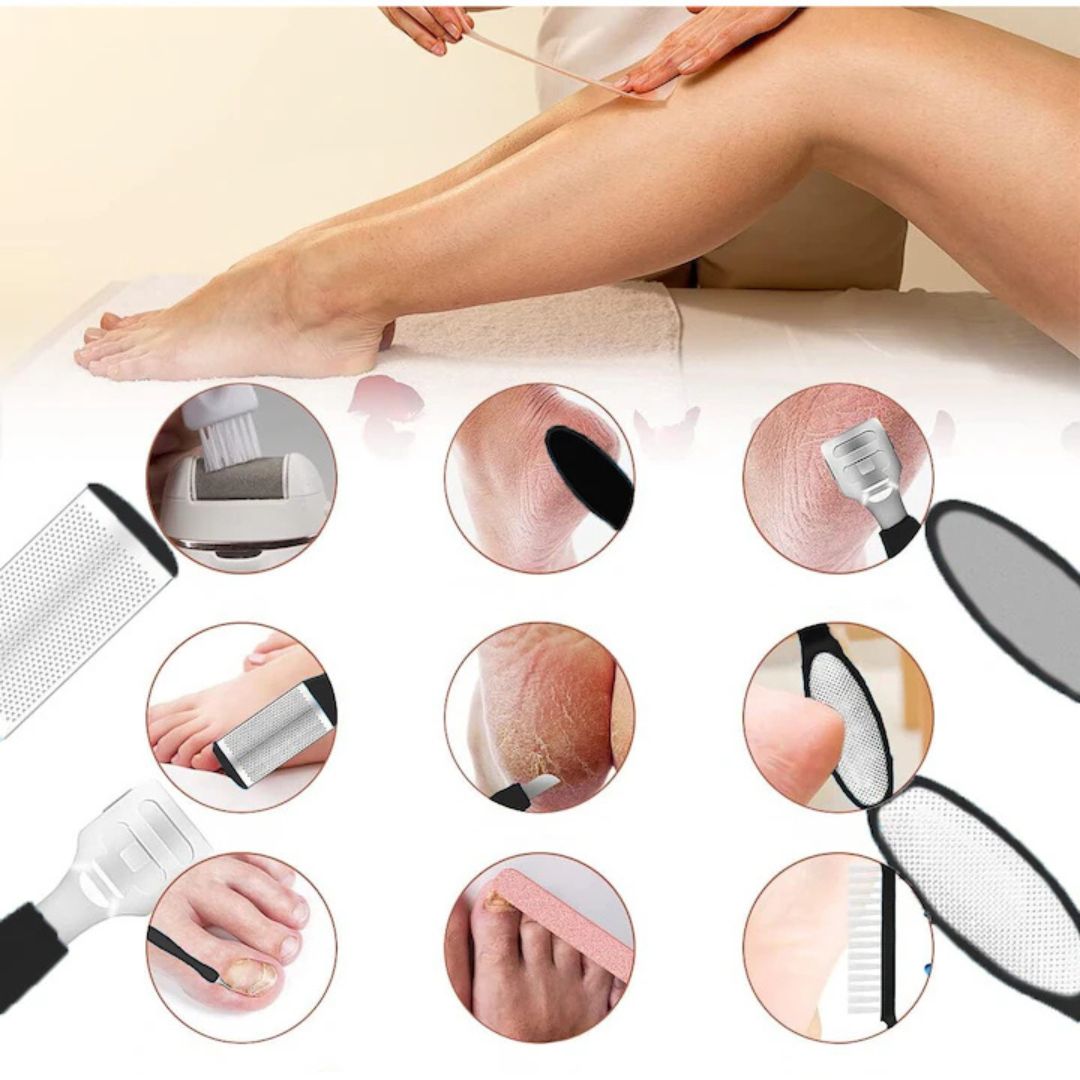 Pilă electrică pentru picioare – îndepărtare rapidă a pielii aspre și a calusurilor, set complet de pedichiură