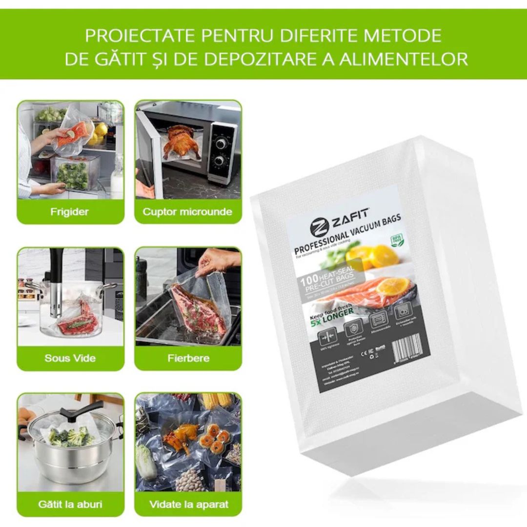 Set 100 Pungi de Vidat Gofrate 17x25 cm – Compatibile cu Toate Aparate de Vidat