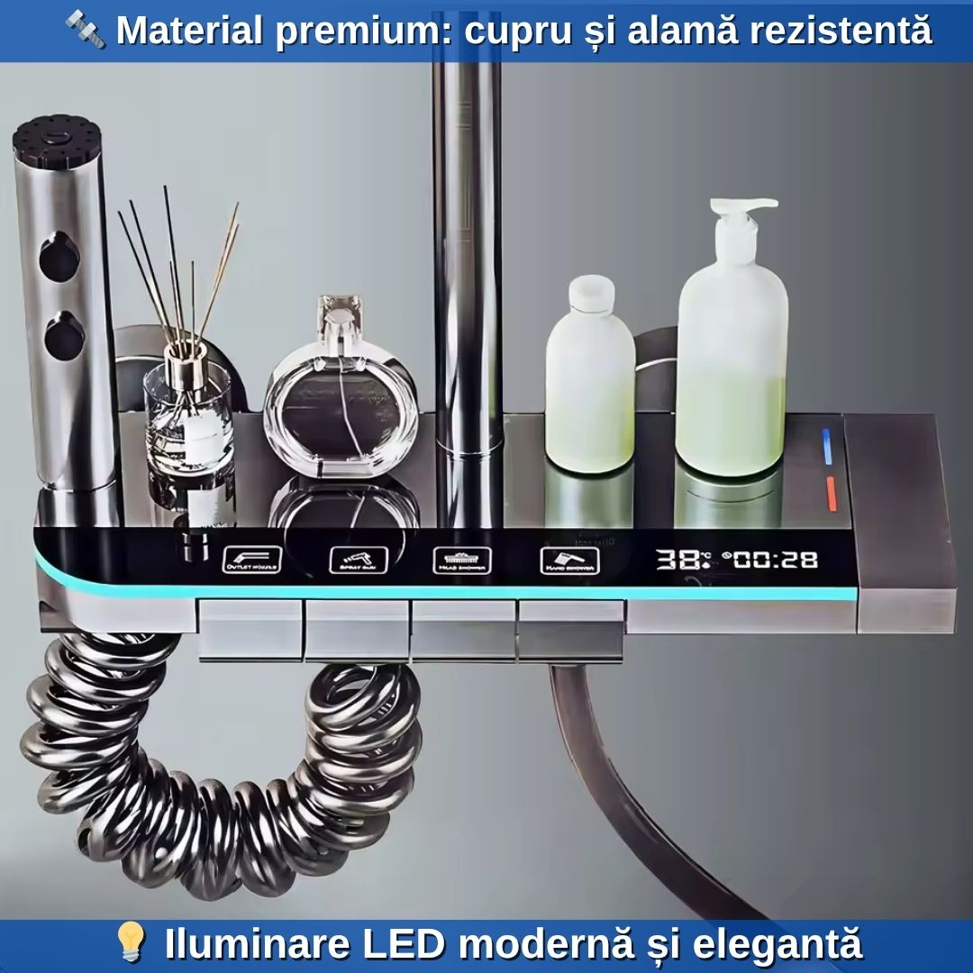 Set Duș Modern Digital cu Iluminare LED și Afișaj al Temperaturii – Design Modern, Confort Maxim