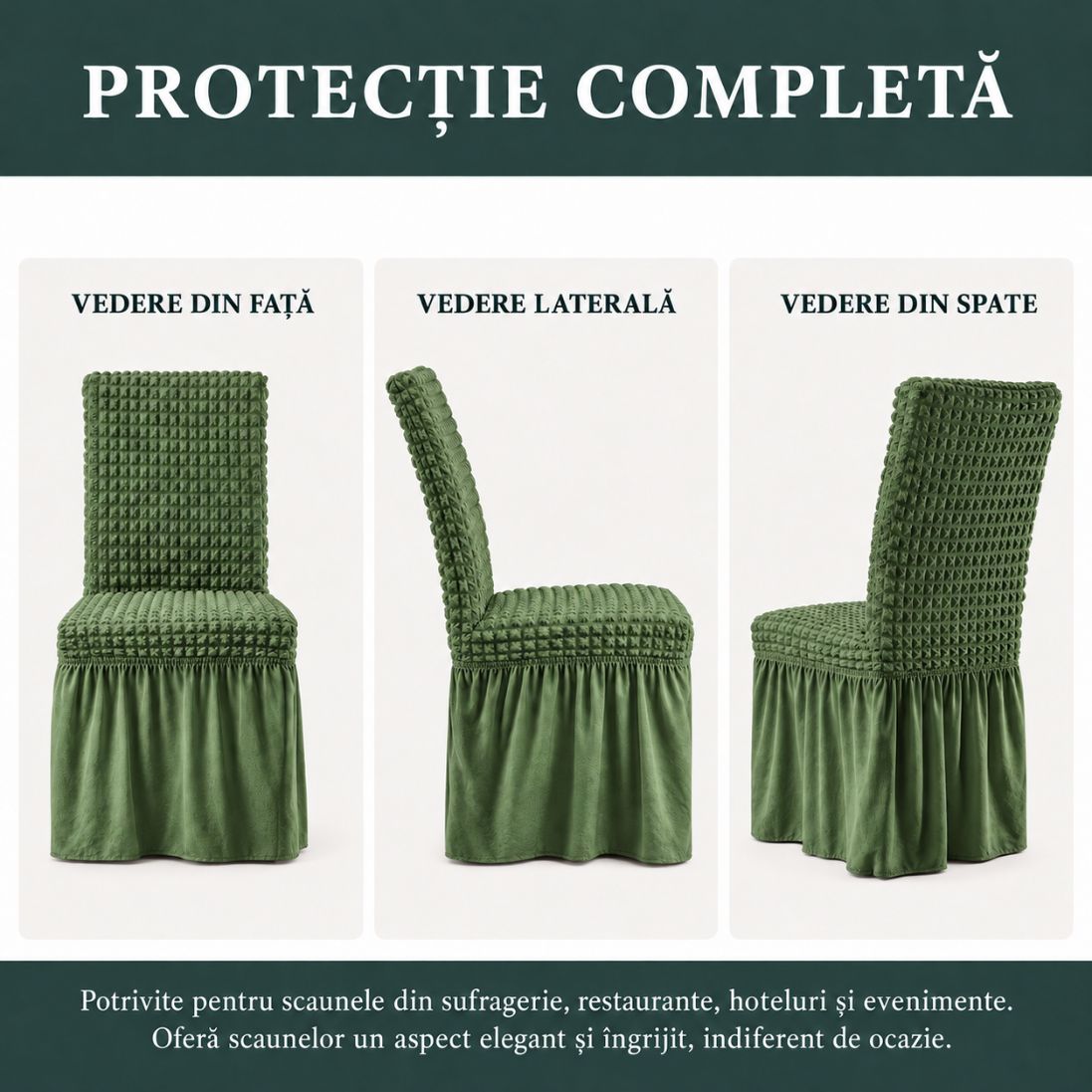 Set 6 Huse pentru Scaune cu Volănașe – Material Elastic, Ușor de Spălat