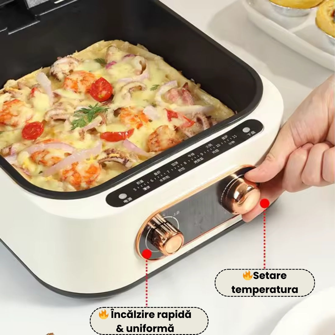 Mini Cuptor + Grill + Tigaie 3 în 1 – Ideal pentru orice bucatarie