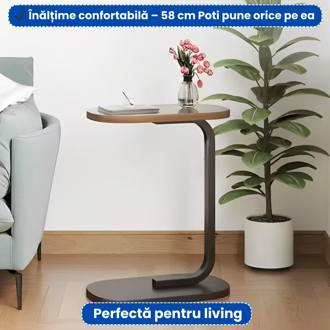 Măsuță Ovală Laterală pentru Cafea – Design Modern și Stabil