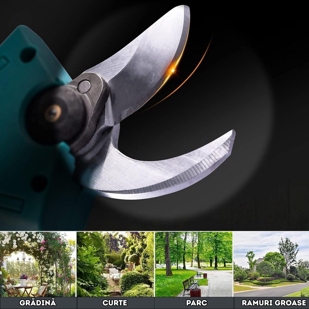 Foarfecă Electrică de Grădină cu 2 Acumulatori de 48V Oțel - Pentru Livezi, Grădini și Vie