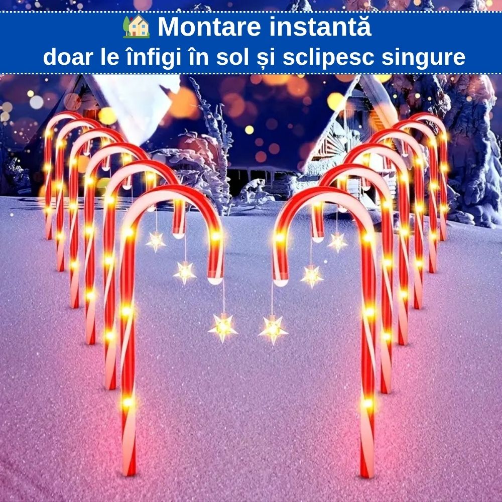 Set 5 Acadele Luminoase cu LED – Înălțime 40 cm, Alimentare Solară